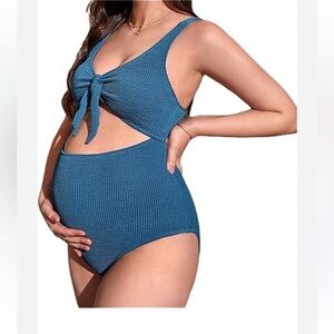 One Piece Maternity Swimsuit in Blue